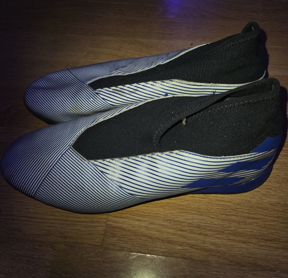 NEMESIS adidas ’s Slip-On Athletic Shoes in Black and Blue CLEATS